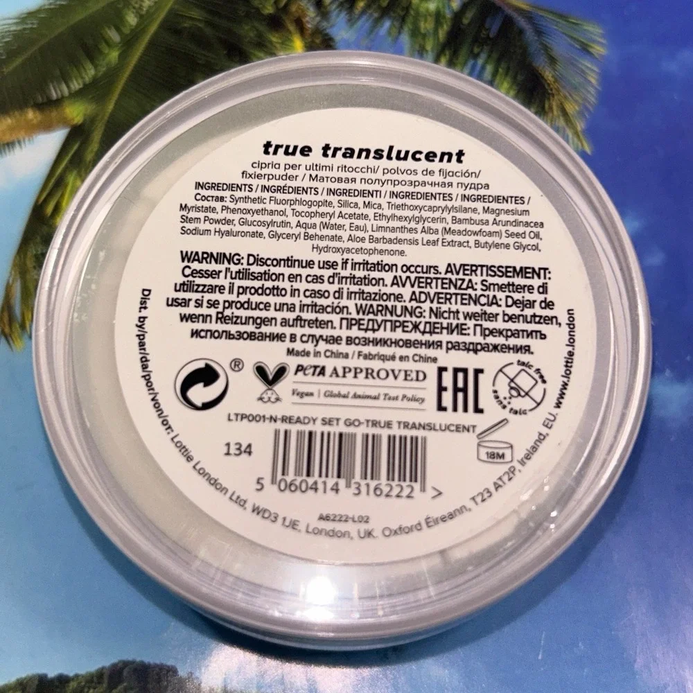 Lottie London Ready Set Go Setting Powder True Translucent Talc Free New